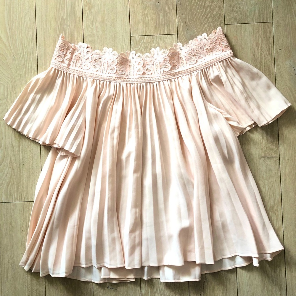 Seed Heritage Pleated Off Shoulder Top in Light Pink Size S
